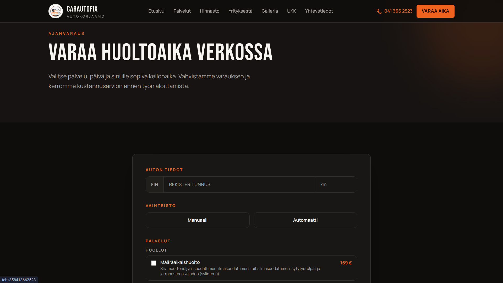 CarAutoFix — online-ajanvaraus ja auton tiedot