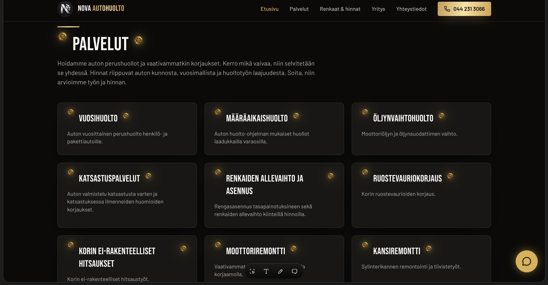 Nova Autohuolto — palvelut ja huoltovalikoima